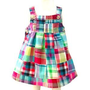 Girls Patchwork Jumper Dress 6-9M Vintage Arizona Plaid Stripe Sundress